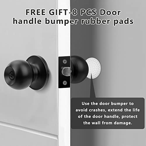 Rotesonne 8 Pack Matte Black Privacy Door Knobs For Bedroom, Bathroom And Passage With 8 Door Stoppers, Keyless Door Handles, Interior Door Knobs (8, Black) #TOP6