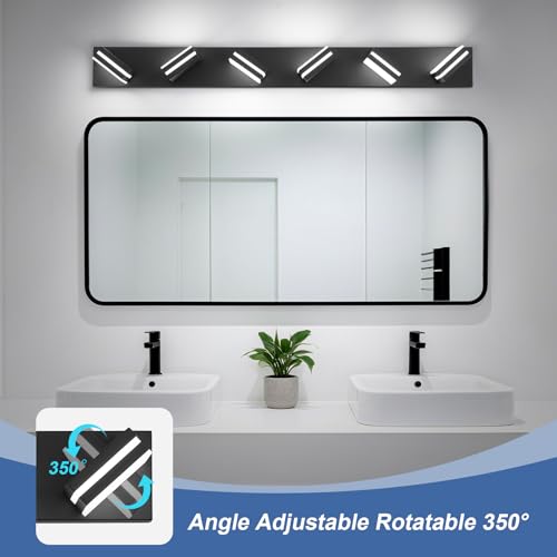Image of Modern LED Black Acrylic Bathroom Lights Fixtures 6-Light