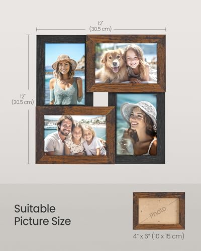 SONGMICS-4×6-Collage-Picture-Frames-Family-Photo-Collage-Frame-Set-of-4-for-Wall-Decor-Glass-Front-Wall-Hanging-or-Tabletop-Ash-Black-and-Rustic-Brown SONGMICS 4×6 Collage Picture Frames Family Photo Collage Frame Set of 4 for Wall Decor Glass Front Wall Hanging or Tabletop Ash Black and Rustic Brown