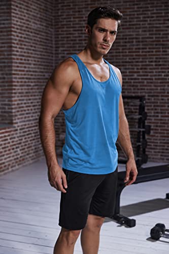 Coofandy Men's 3 Pack Workout Tank Tops Y-Back Gym Muscle Tee Fitness Bodybuilding T Shirts (Blue/Yellow/Army Green*, Large) #TOP1