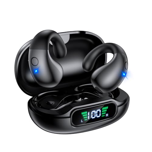 【新時流 イヤーカフ イヤホン】WOWUP OWS イヤホン 耳挟み式イヤホン bluetooth イヤホン 空気伝導イヤホン 塞がない ワイヤレスイヤホン 骨伝導イヤホンの革新 耳挟み式 オープンイヤー 音漏れ抑制 耳を塞がないイヤホン Bluetooth5.3 数字LEDディスプレイ 瞬時接続 誤操作防止 耳掛け式 耳を飾るアクセサリー 超軽量 快適装着感 圧迫感ゼロのサムネイル