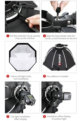 Image of Triopo KX90 90CM /35.4in Universal Folded Outdoor Speedlite Octagon Photo Softbox Umbrella Soft Box, for Godox V1 AD200 V1 AD200 TT600 V860II V850II TT685 Profoto A1 YONGNUO