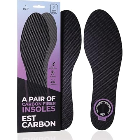 2 Piece (Pair) Carbon Fiber Insoles for Men & Women - Carbon Fiber Inserts for Basketball, Volleyball, Hiking,| Fits All Sneakers and Shoes - Enhances Athletic Performance Women 9, Men's 8-8.5 Cover
