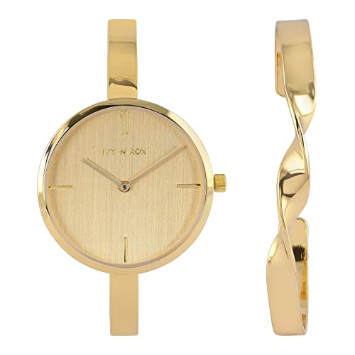 Montre pour femme en or UR PENN 34 mm ne ternit pas bracelet en métal doré durable