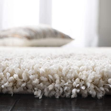 Image of Shaggy Rug for Bedroom Living Room 3X5 FEET Fluffy Plush Area Carpet with Non Slip Backing, Modern Cozy Floor Rug for Home Decor and Comfort (Grey /Ivory)