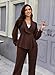 Annystore Women Suits 2 Piece Set Plus Size Sheer Puff Sleeve Ruffle Peplum Blazer Jackets Wide Leg Pant Suit Dressy Elegant Evening Wedding Guest Outfit Brown XL