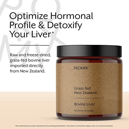 ProMix Nutrition Grass Fed Raw Beef Liver Supplement, Multivitamin Detox for Liver Health, Bioavailable Vitamin A, B12, D3, Heme Iron, 180 Gelatin Capsules - Thumbnail 2
