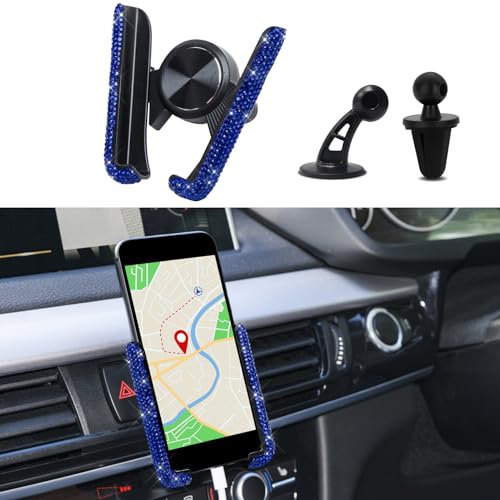 ASUBHA Bling Car Phone Holder, Car Vent Phone Mount, 360Â° Adjustable Car Phone Mount with Air Vent Base, Vehicle Interior Accessories Crystal Air Vent Clip Cell Phone Stand for Women and Girls