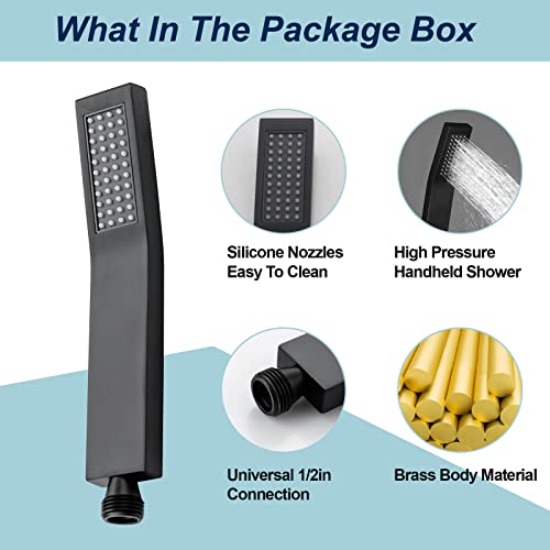 Bangpu High Pressure Handheld Shower Head Set Wall Mount Single Function Hand Shower Wand With 59 Inch Shower Hose Kit High Flow Hand Shower Spray, Matte Black #TOP2