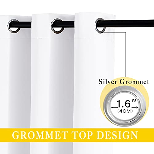 NICETOWN Sliding Door Curtain Window Treatment for Living Room, Energy Smart Thermal Insulated Extra Wide Solid Blackout Curtains/Drapes for Patio Door (Pure White, W80 x L84)