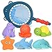 BETOY 7 PCS Juguete de Pesca Baño a Los Niños Niña Educativos, Animales bebé Juguetes de Baño de Goma Flotante apretar Sonido Lavado Baño Swim Buceo Animales