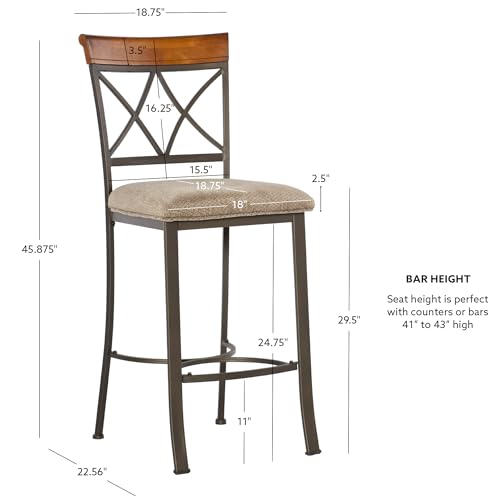 Butaco Hamilton en metal peltre y bronce con asiento tapizado Powell modelo 697-432 miniatura 3
