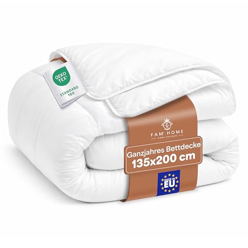 FAM Home Bettdecke 135x200 Weiche Mikrofaser Waschbar Ganzjährig I Zudecke Antiallergisch für Allergiker I Gesteppte Steppdecke