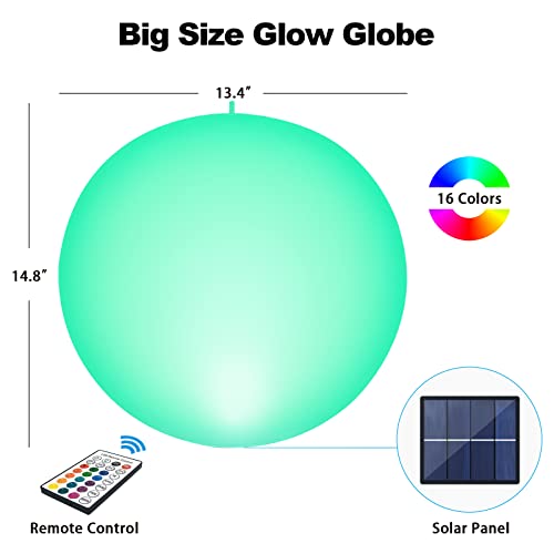 Qoolife Solar Floating Pool Lights Remote Controlled Colorful Inflatable Ball Lights (15" - 2 Pack) #TOP3