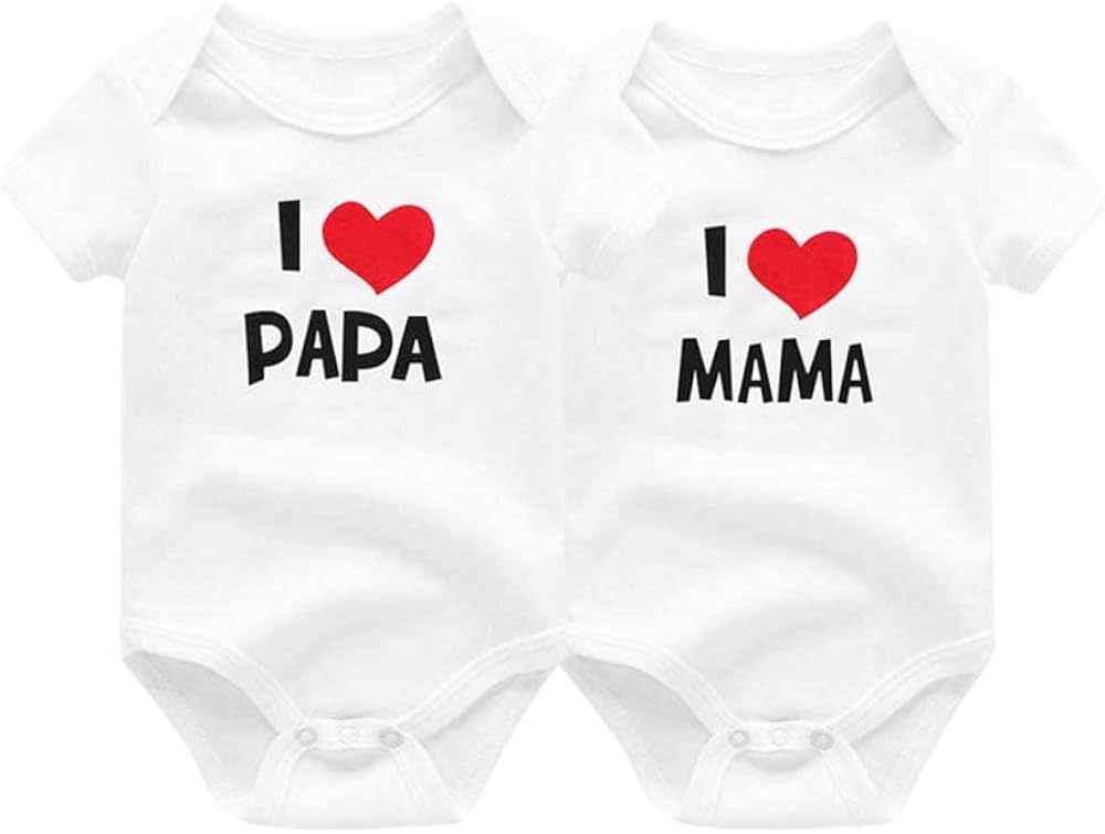ZAV Ropa de bebé unisex para bebés, gemelas I Love Papa I Love Mama