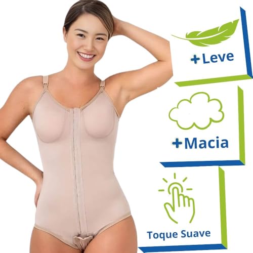 Cinta Pós-Cirúrgica Emana Abdominoplástia Lipoaspiração Body Média Compressão EM607 New Form (Bege,