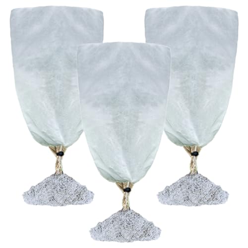 3 Packs 120x80CM Frost Protection for Plants,Reusable Plant Covers Winter Freeze Protection with Drawstring,Tree Jacket Blanket for Cold Frost Freeze Bird Insect Prevention