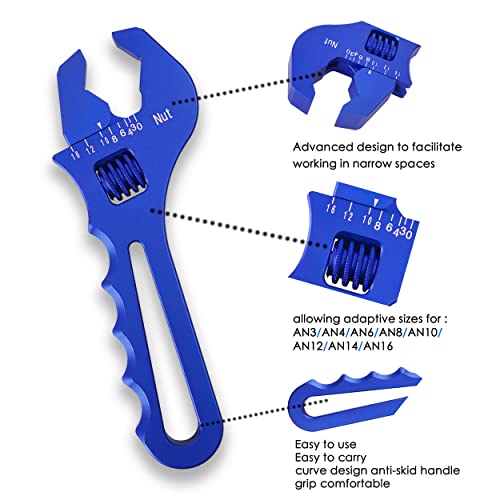 Acmango An3-16 Adjustable Wrench Lightweight Aluminum Wrench Fitting Tools Lightweight Adjustable Spanner-Blue #TOP1