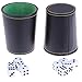 Leather Dice Cup, Quite Felt-Lined Interior, 6 Shaker Cups and 30 Dot Dices, one Carry Bag (Black and Green)