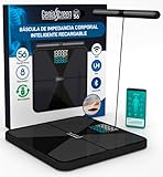 Bascula Bioimpedancia Smart Wi‑Fi Balanca Personas Inteligente Recargable 56 Mediciones Vidrio Templado Capacidad 180Kg GeniaScreen SmartCore Display LED Masa Muscular Grasa BMI Bluetooth