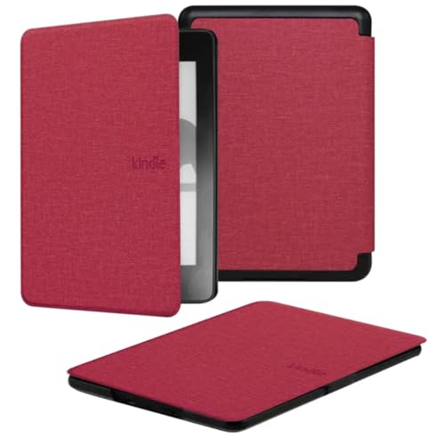 Fekra Premium Pu leather Case for Kindle Paperwhite 11th Generation and Kindle Paperwhite Signature Edition (6.8 inch, 2021 Release) - Cover with Auto Wake/Sleep, (Red)