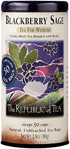 The Republic of Tea Gourmet Blackberry Sage Black Tea, 2.8 oz Tin | 50 Tea Bags, Gourmet Black Tea
