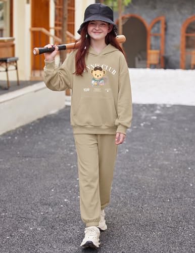 Image of Arshinet Girls 2 Piece Outfits Hoodie Sweatsuit Sets Oversized Sweatshirt and Baggy Fall Fashion Sweatpant with Pockets