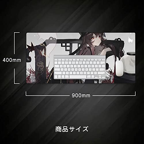 マウスパッド アニメ 胡桃 2 原神 ゲーミングマウスパッド 大型 極厚 ノンスリップラバーベース （900mm×400mm×3mm）