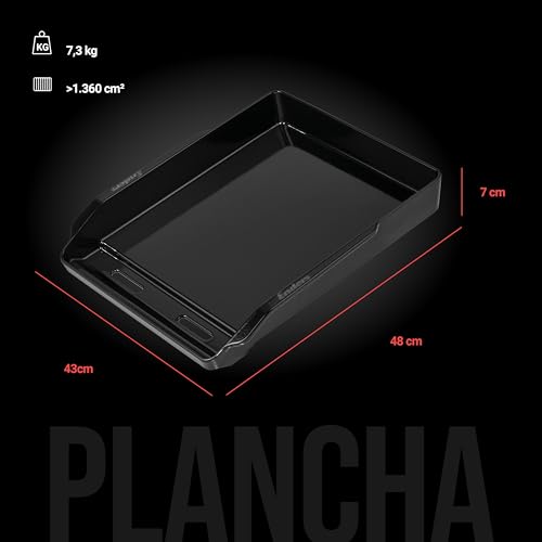 Enders® Plancha Uniq Pro Gusseisen, Plancha-Grillplatte, integrierte Fettrinne, hoher Rand, Seitengriffe, Grill-Zubehör, BBQ Plancha, Gasgrill, B43 x T48 x H7 cm, #7798
