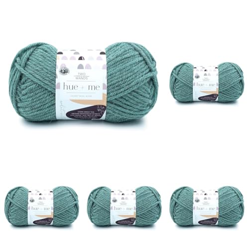 Image of Lion Brand Hue + Me Yarn for Knitting, Crocheting, and Crafting, Bulky and Thick, Soft Acrylic and Wool Yarn, Agave, (5-Pack)