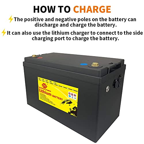 Lifepo4 Battery 12V 100Ah Up To 7000 Deep Cycle Lithium Iron Phosphate Battery With Bms For Campers Rv Solar Marine Golf Carts Energy Power Supply Emergency,Run In Series Or Parallel #TOP3