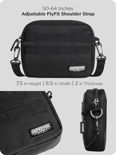 SUPERVEK Messenger Bag for Men Women - Durable Molle Tactical Webbing - Crossbody Shoulder Organizer Messanger Bags - Minimalist Compact Streetwear Urban Travel - Unisex Mens Sling Bag (Black) - image 8