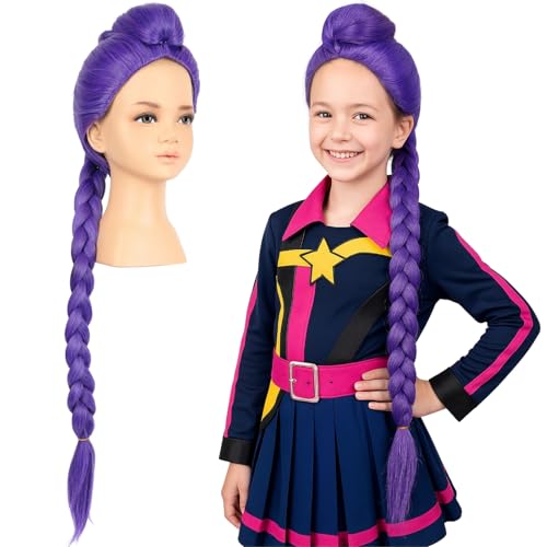morvally 33.5 Inches Purple Long Braided Ponytail Wig - Anime