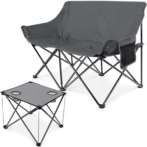 Leonyo Double Camping Chair, Oversized Collapsible Moon Loveseat ...