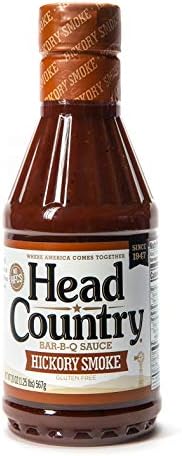 Head Country Bar-B-Q Sauce, Hickory Smoke | Soy Free, Gluten Free BBQ Sauce With No Preservatives | Smoky & Sweet Championship Barbecue Sauce For Ribs, Pork, Sausage & Brisket | 20 Ounce, Pack of 1