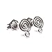 2 pairs/4 pcs .925 Sterling Silver Round Whirl Earring Connector Loop Post 7mm w/clutches/Earnut/Findings/Bright