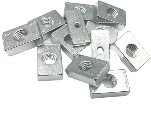 Tuercas de seguridad, tuercas métricas, tuercas de acero Tuerca de acero al carbono 10 piezas Tuerca cuadrada M10 Tuercas rectangulares Accesorio de perfil de aluminio Bloque deslizante Tuerca avellan