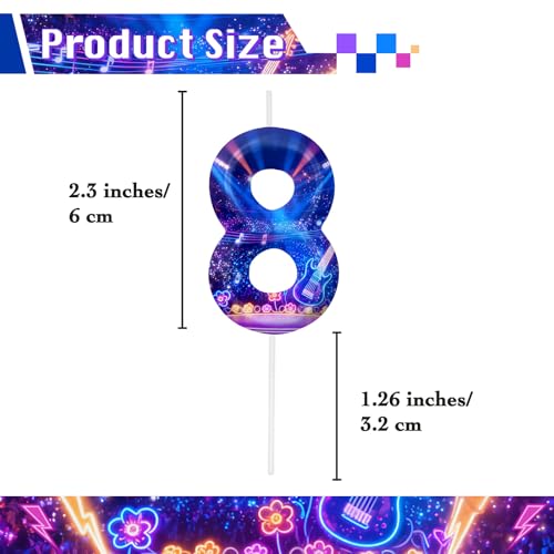 Image of Blue Number 8 Birthday Candles, Cartoon Themed Cake Toppers for Boys Girls Cake Decorations, Birthday Decorations Party Supplies, Number Candles for Party Decor