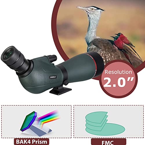 Miniatura 5 de Svbony Sv406p Ed Telescopio Terrestre, 20-60x80mm 1.25 Zoom Spotting Scopes Con Dual Focus Fmc Bak4, Telescopio Terrestre Para Observación De Aves Fauna Fotografía Informal De Astronomía