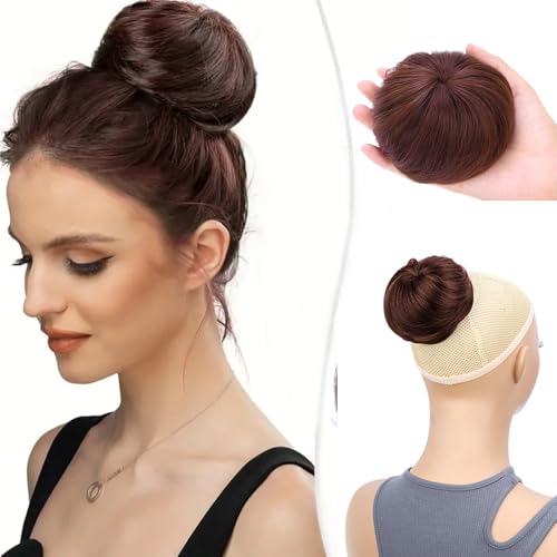 XFSRG Extensión de Cola de Caballo Moños Postizos Pieza de Cabello Sintético Liso Moño Postizo pelo Natural Accesorios de Cabello Elástico para Mujer（Marrón oscuro）