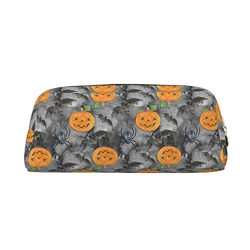 Astuccio per matite per con stampa zucca ragno pipistrello Halloween per Organizer per cancelleria grigio pelle