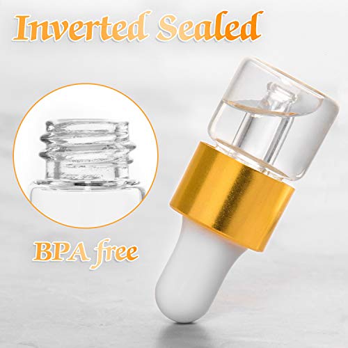 Rocinha 50 Pcs Sample Dropper Bottles, Clear Mini Dropper Bottles With Small Liquid For Essential Oils Sample Cosmetic Perfume Traveling #TOP2