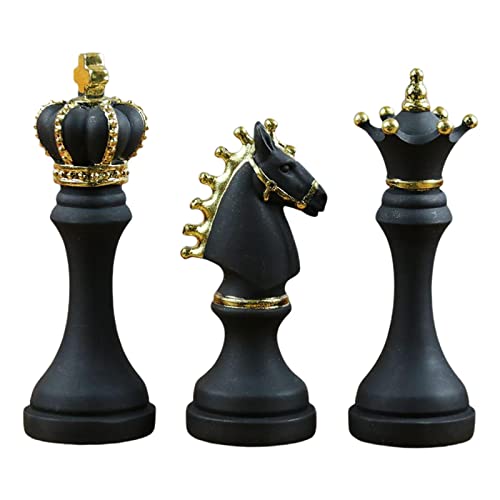 MagiDeal 3pcs International Chess Set Figuren Knight Schachfiguren Brettspiele Zubehör Retro Home Decor, Schwarz