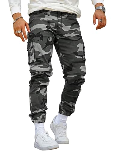 Image of TAGDO Men's Casual Cotton Camouflage Cargo Pants for Men | Army Utility Multi Pocket Style | Elastic with Drawstring Waist for Everyday Wear (2045)