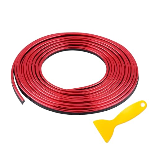 winterrock Car Interior Moulding Trim Strip, 33Ft/10M Auto Electroplating Decoration Styling Door Dashboard, Car Decorative Flexible Filler Insert Strip, Interior Accessory with Installing Tool (Red)
