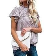ZXZY Women Cute Lace Blouse Top Short Sleeve Lace Hollow Out Turtle