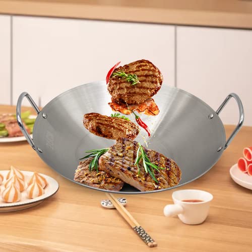 Nikujuga 26Cm/10.23In Thickened Stainless Steel Wok Dual- Handled Wok Frying Pan For Chinese Style Stir-Fry, Noodles, Vegetables #TOP7
