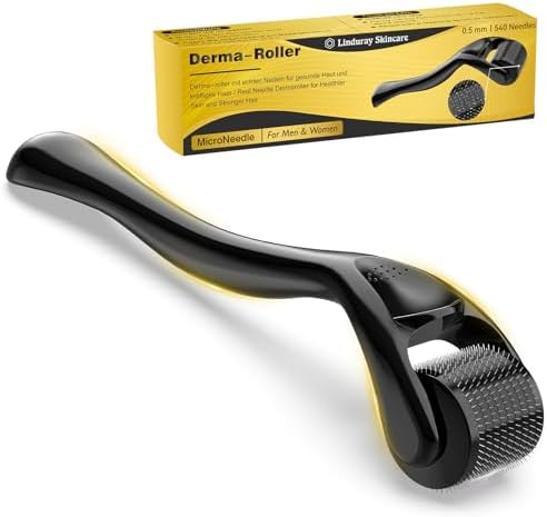 Dermaroller Capelli, Microneedling Derma Roller,Micro-Ago Roller 540-Aghi Rullo Derma per Crescita Dei Capelli,Trattamento di Perdita Capelli,Cicatrici da Acne e Smagliature,Delle Rughe(0,5 mm Nero)