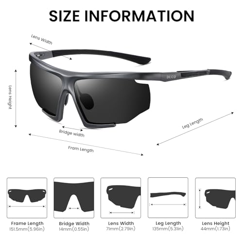 Image of DUCO Sports Mens Sunglasses Trendy Square Polarized Running Sunglasses For Women UV400 Lens DC8238 (Gunmetal Frame Gray Lens)