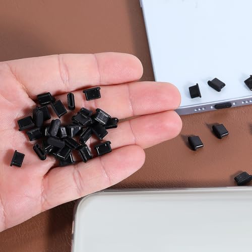 Prasacco 50 Stück USB C Staubschutz Stöpsel, Schwarze USB C Schutzkappe Universal Silikon Staubstecker Port-Stecker für Typ-C Handys, Tablets, Laptops